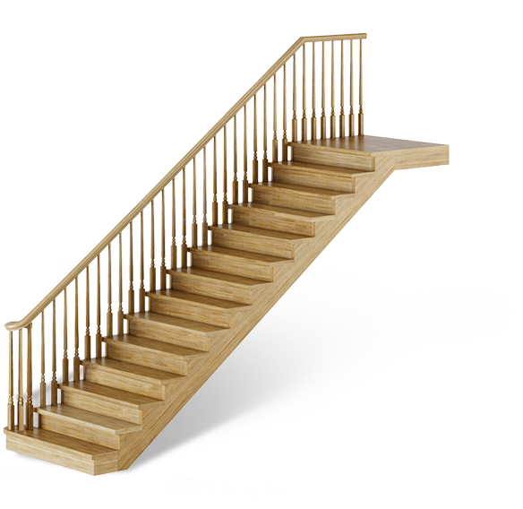 Деревянная лестница с закрытыми ступенями